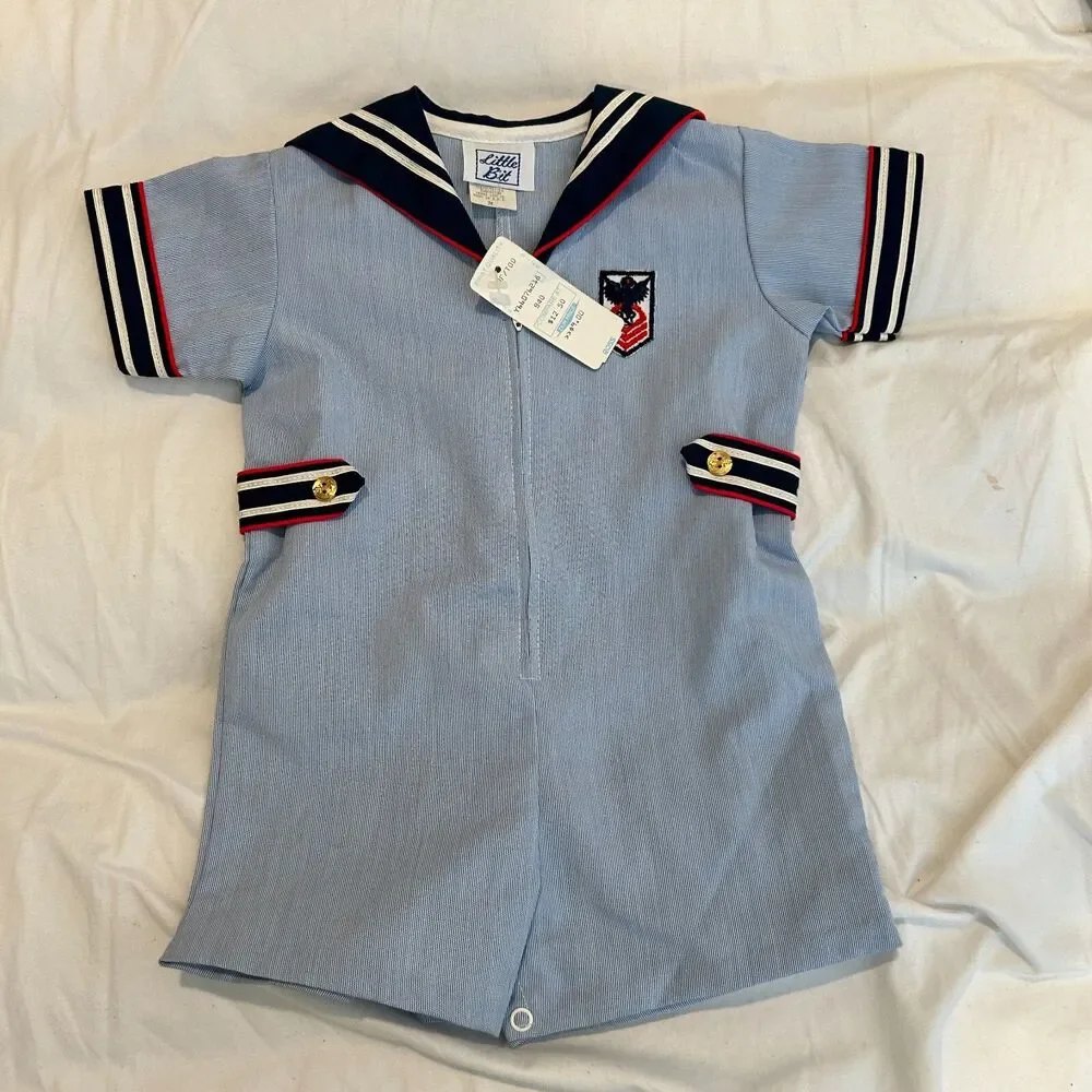 #8541 LITTLE BIT ONE PIECE SAILOR SUIT VTG SIZE 24M NOS